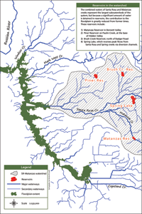 Reservoirs within the Matanzas-Santa Rosa watershed