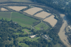 Russian River at Forestville with SCWA ponds; this is the terminus for the Laguna de Santa Rosa and Mark West Creek.